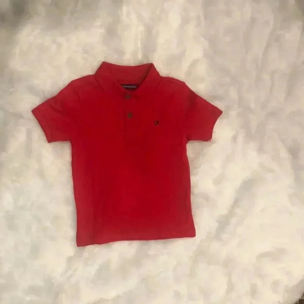 Christmas , red, Calvin Klein Jeans brand short sleeve boys shirt size 4